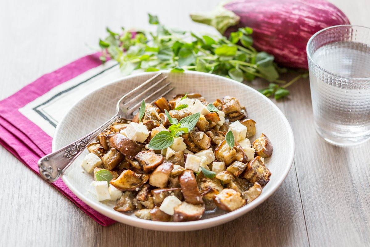 Salade d'aubergines rôties au fromage frais