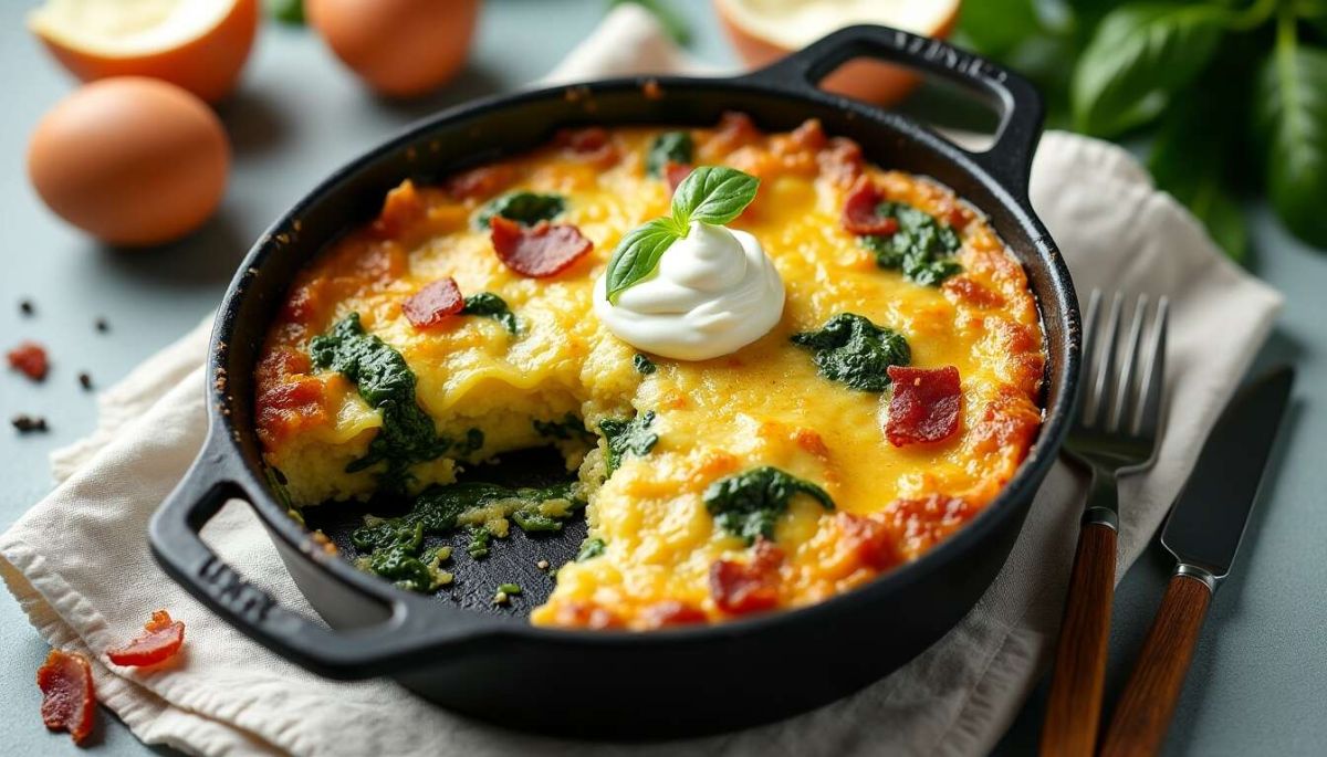 Le gratin d'épinards aux lardons et œufs, un régal crémeux à partager