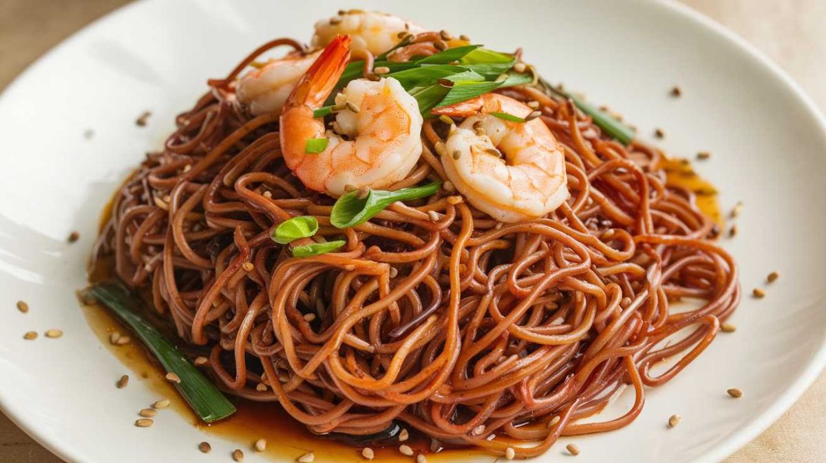 une recette de nouilles sautées aux crevettes à savourer