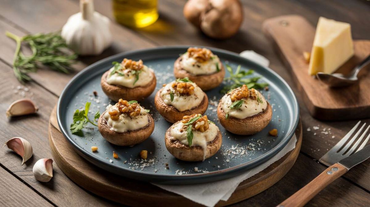 Savourez des champignons farcis au fromage frais, un délice à chaque bouchée