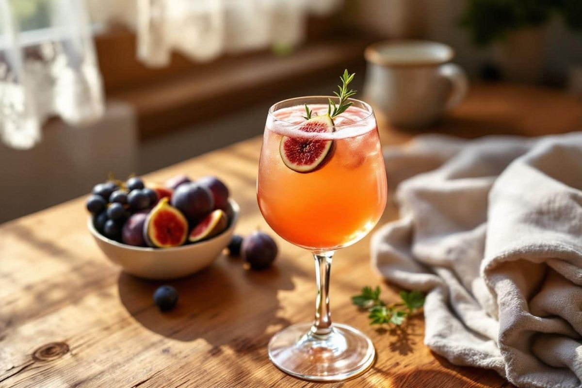 Un cocktail d'automne éblouissant : figues fraîches et raisin noir au gin