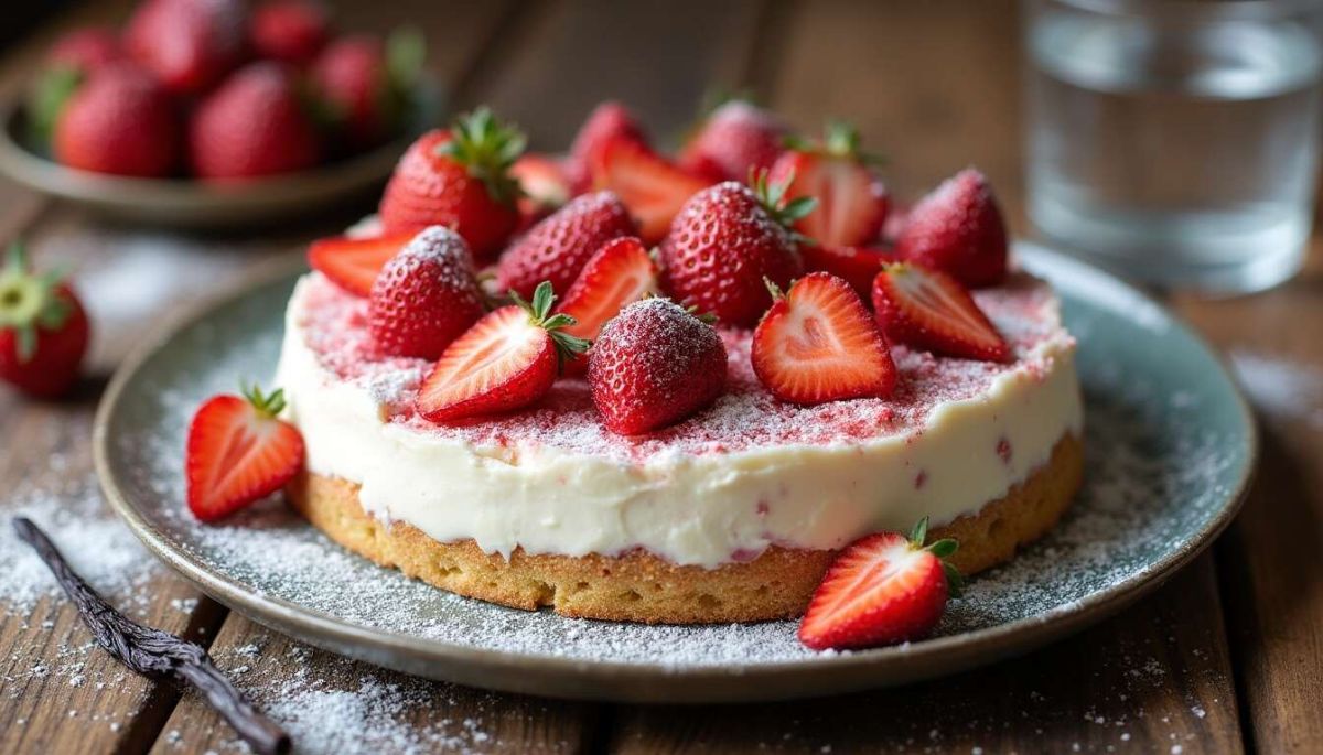 Gâteau sans cuisson aux fraises et crème légère