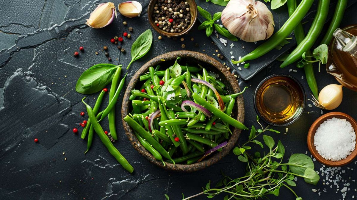 Une salade de haricots verts à la vinaigrette audacieuse